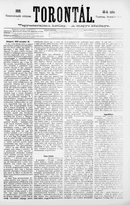 Torontál, 18. évf. 1889. december 1. 48. sz.