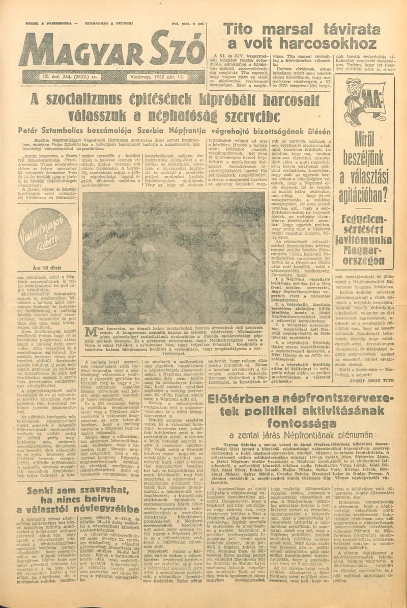 Magyar Szó, 9. évf. 1952. október 12. 244. sz. 1–6. oldal