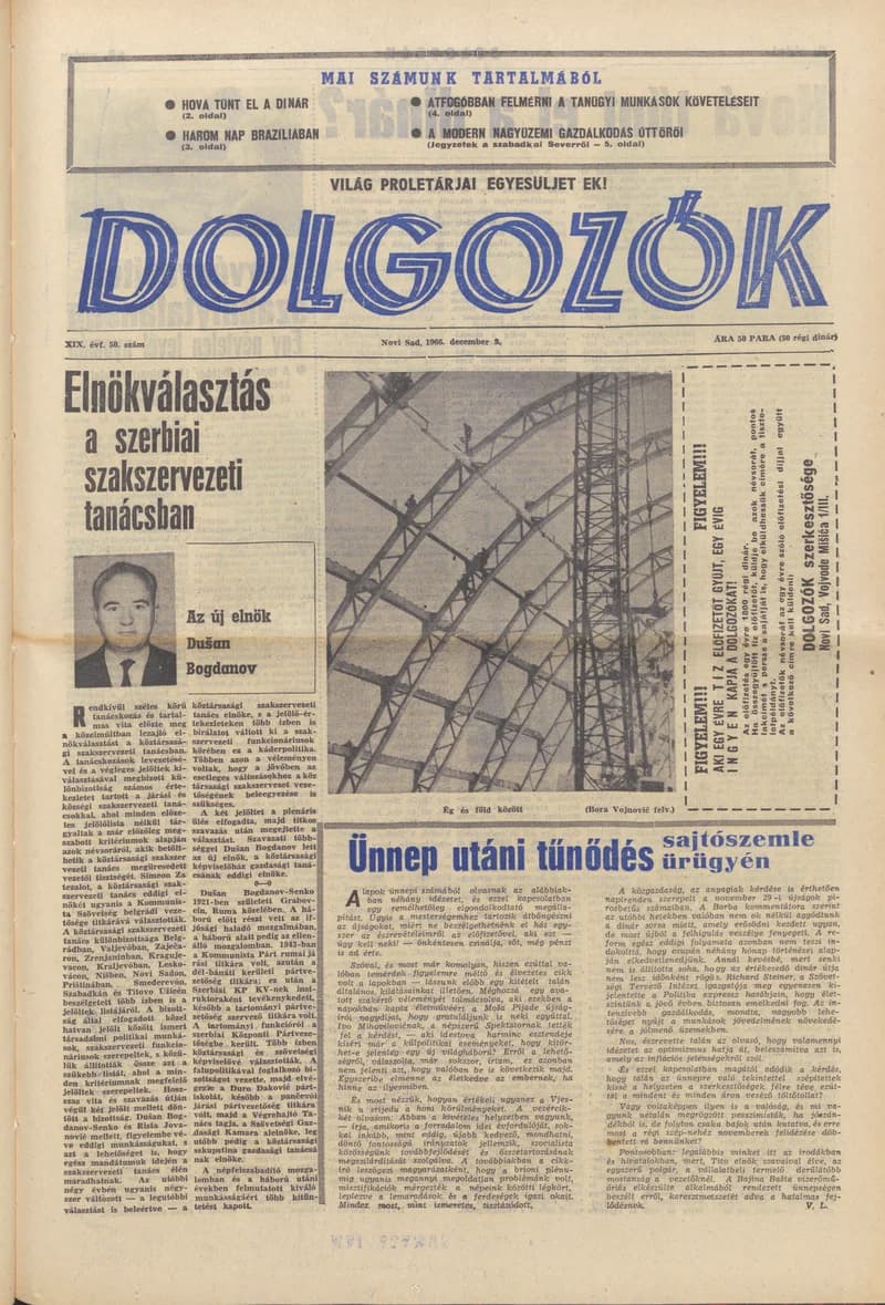 Dolgozók, 20. évf. 1966. december 9. 50. sz.