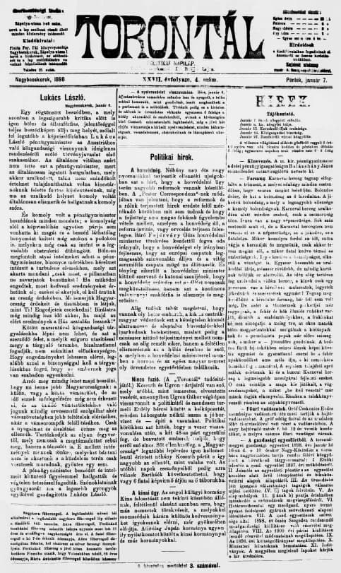 Torontál, 27. évf. 1898. január 7. 4. sz.