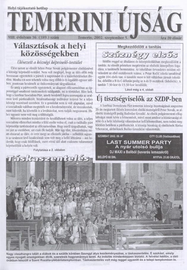 Temerini Újság, 8. évf. 2002. szeptember 5. 36. sz.