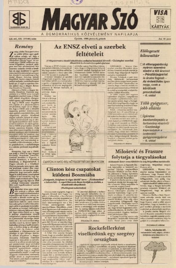 Magyar Szó, 52. évf. 1995. június 2. 126. sz. 14–16. oldal