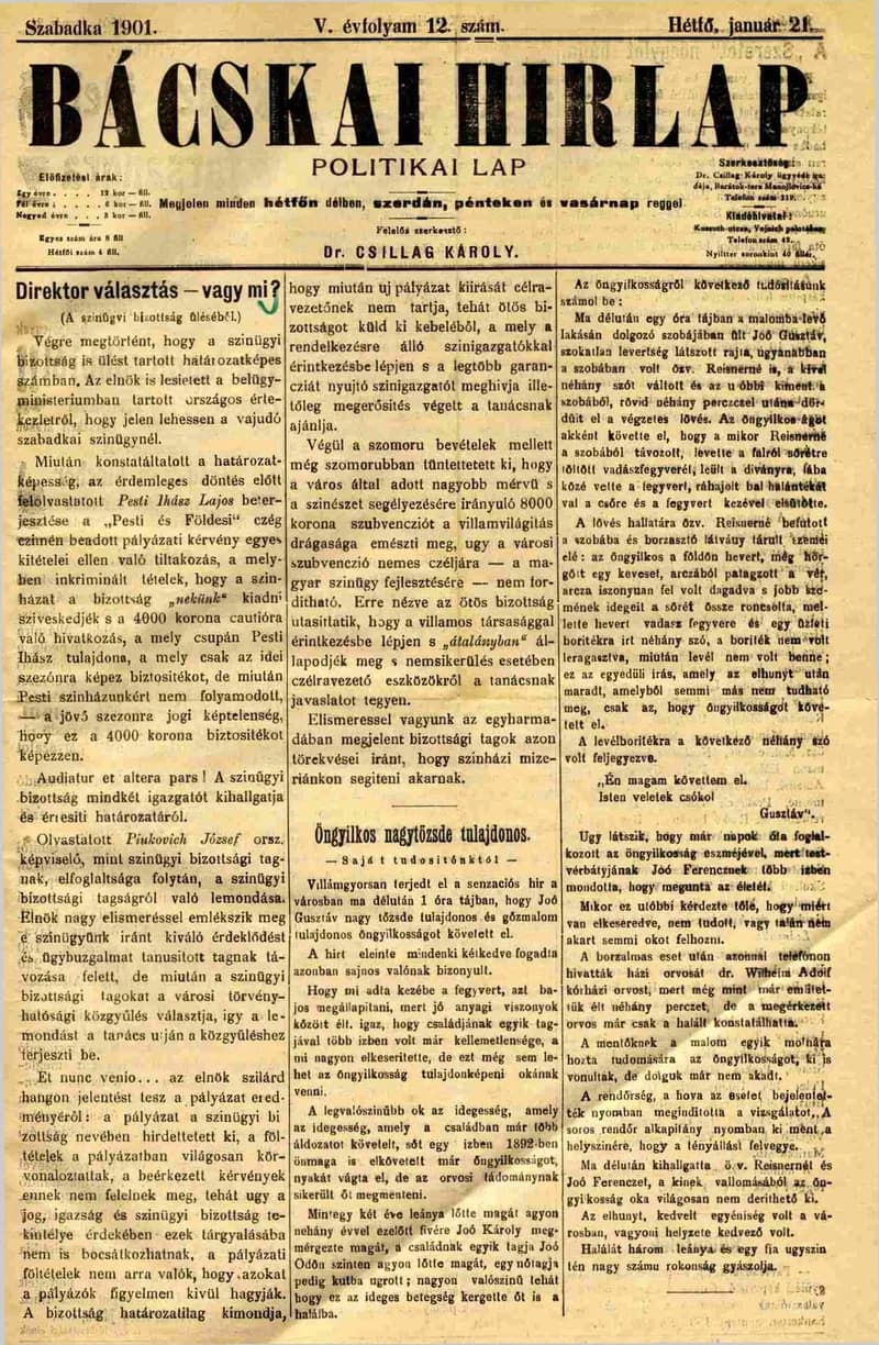 Bácskai Hirlap, 5. évf. 1901. január 21. 12. sz.