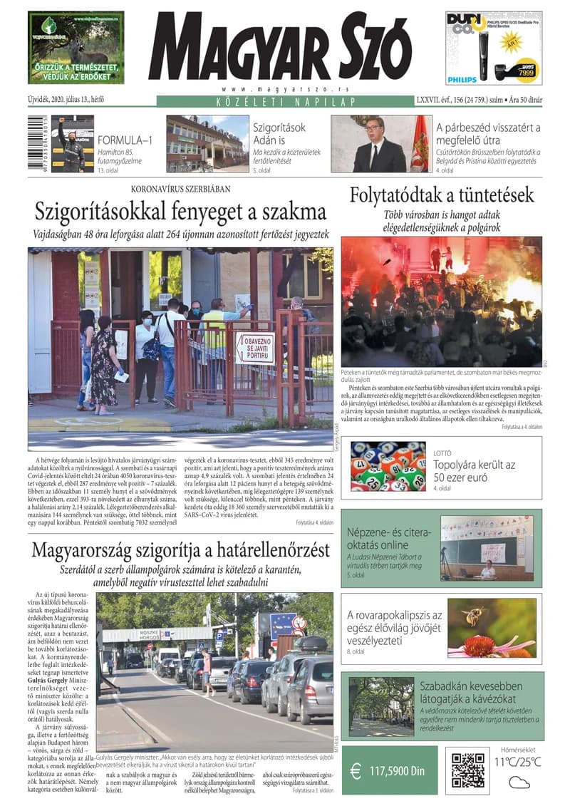 Magyar Szó, 77. évf. 2020. július 13. 156. sz. 1–16. oldal