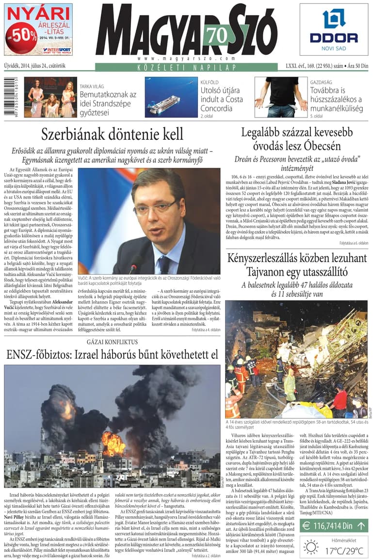 Magyar Szó, 71. évf. 2014. július 24. 169. sz. 1–16. oldal