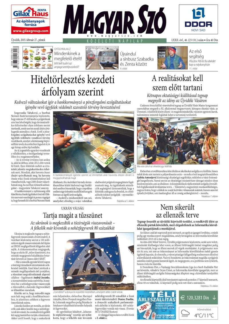 Magyar Szó, 72. évf. 2015. február 27. 46. sz. 1–16. oldal