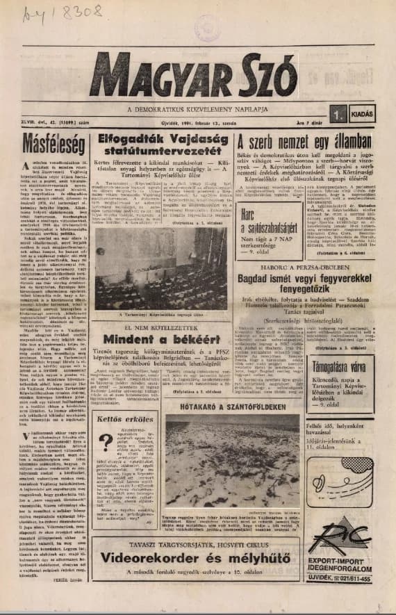 Magyar Szó, 48. évf. 1991. február 13. 42. sz. 1–20. oldal