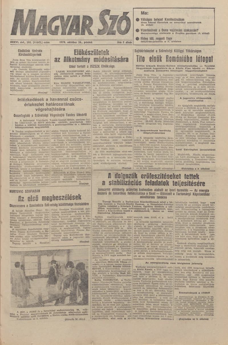 Magyar Szó, 36. évf. 1979. október 26. 295. sz. 1–20. oldal
