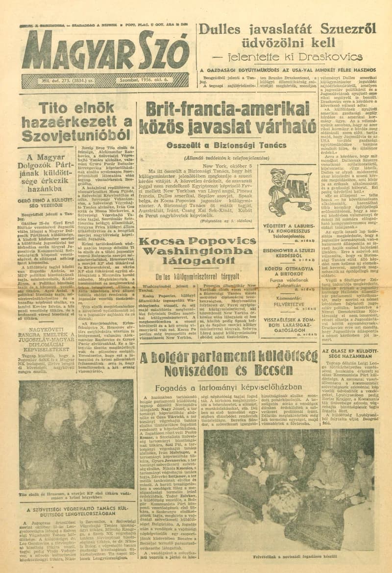 Magyar Szó, 13. évf. 1956. október 6. 273. sz. 1–12. oldal
