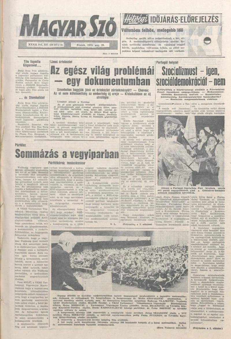 Magyar Szó, 32. évf. 1975. augusztus 29. 237. sz.