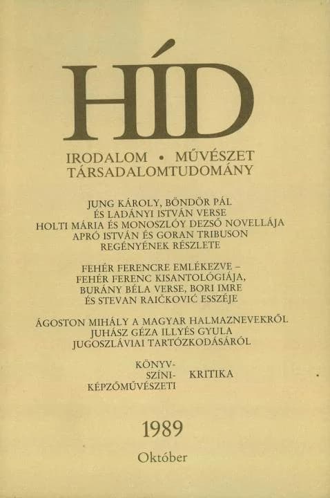 Híd, 53. évf. 1989. október. 10. sz. 1125–1232. oldal