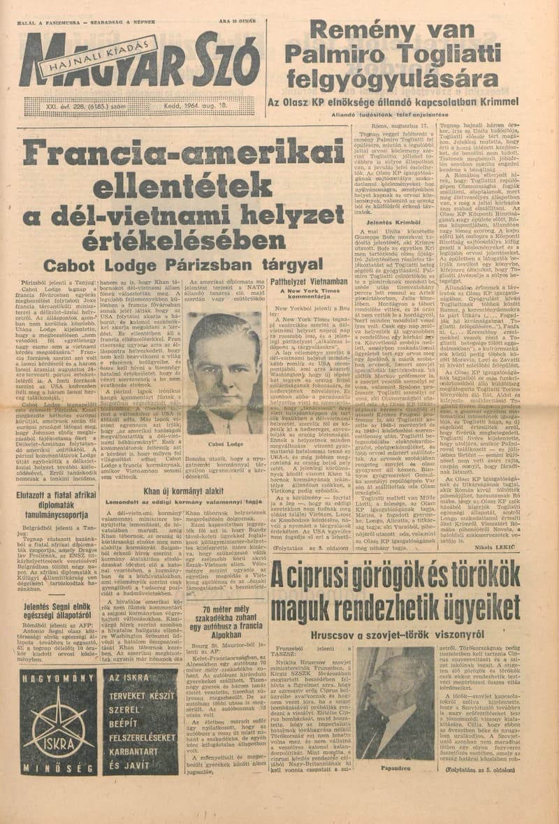 Magyar Szó, 21. évf. 1964. augusztus 18. 228. sz. 1–12. oldal