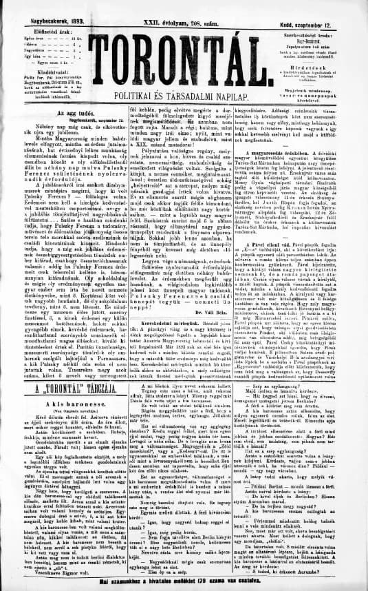 Torontál, 22. évf. 1893. szeptember 12. 208. sz.