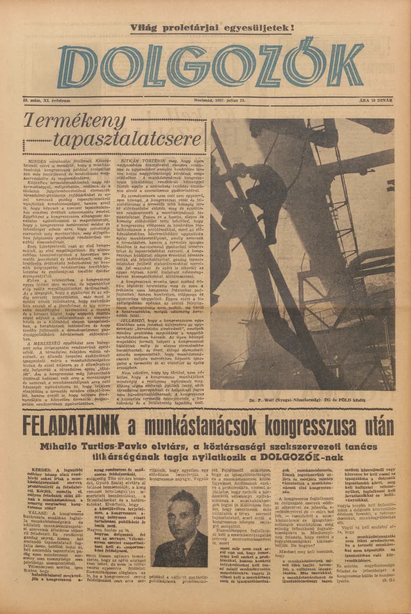 Dolgozók, 11. évf. 1957. július 13. 28. sz.