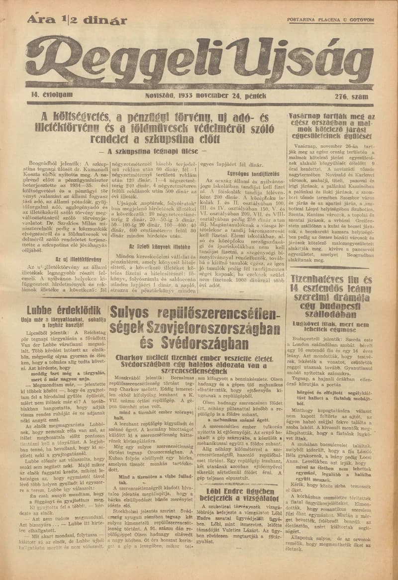 Reggeli Újság, 14. évf. 1933. november 24. 276. sz.