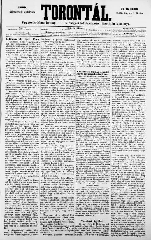 Torontál, 9. évf. 1880. április 15. 16. sz.