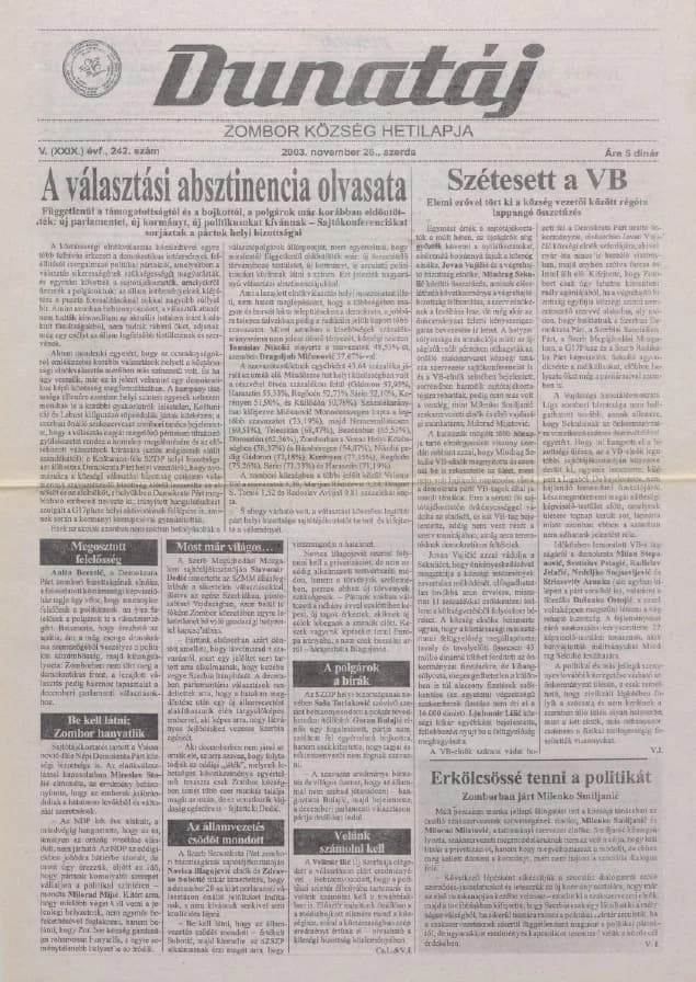 Délbácska, 5. évf. 2003. november 26. 242. sz.