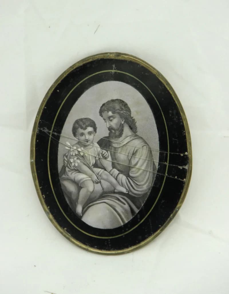 Ovális szentkép – Szent József a gyermek Jézussal