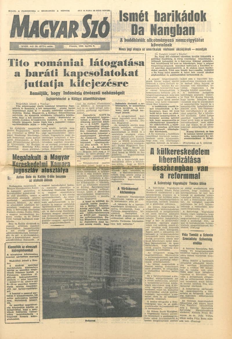 Magyar Szó, 23. évf. 1966. április 8. 96. sz.