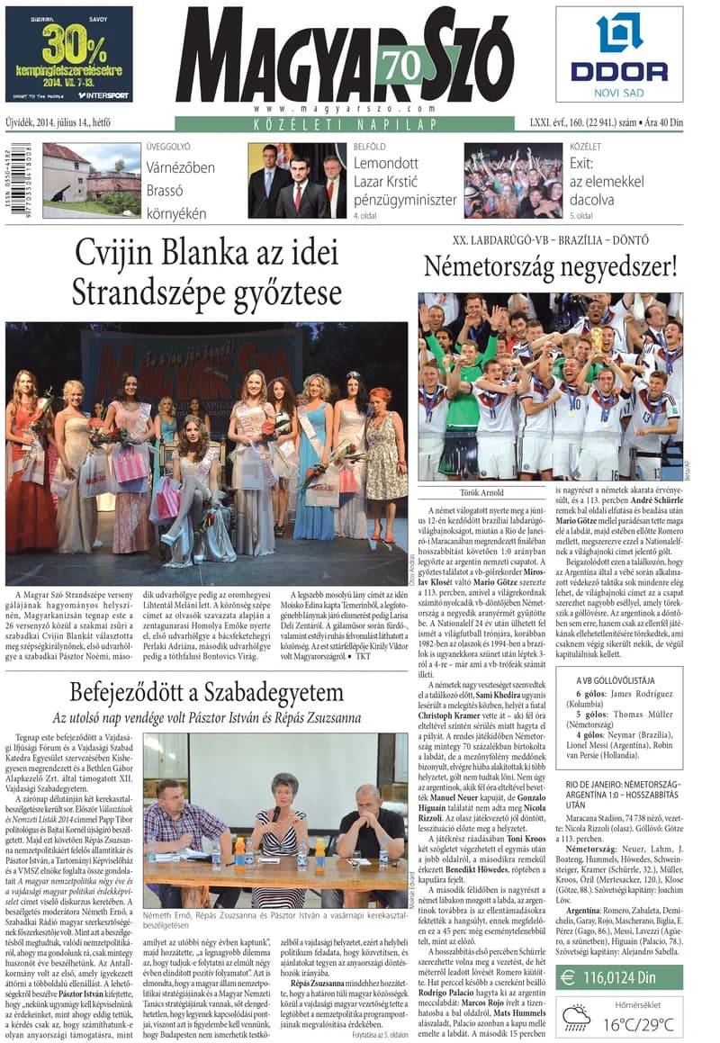 Magyar Szó, 71. évf. 2014. július 14. 160. sz. 1–20. oldal