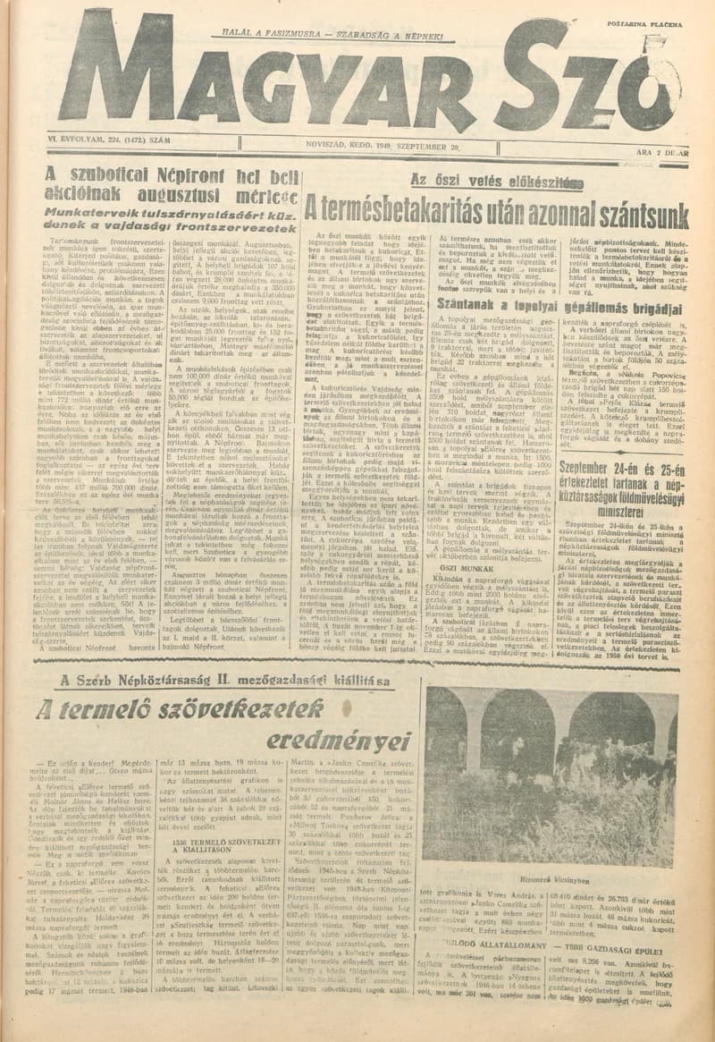 Magyar Szó, 6. évf. 1949. augusztus 20. 224. sz. 1–4. oldal