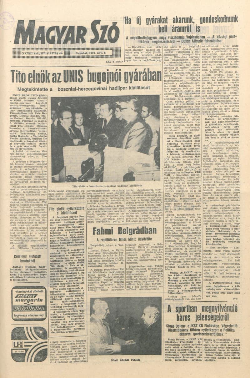 Magyar Szó, 33. évf. 1976. november 6. 307. sz. 1–20. oldal