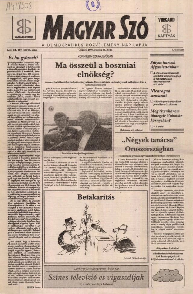 Magyar Szó, 53. évf. 1996. október 22. 250. sz. 1–16. oldal