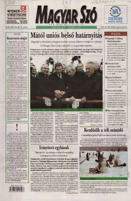 Magyar Szó, 64. évf. 2007. december 21. 299. sz. 1–20. oldal