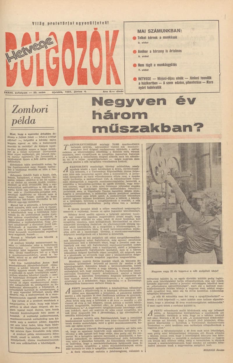Dolgozók, 35. évf. 1981. június 4. 22. sz.