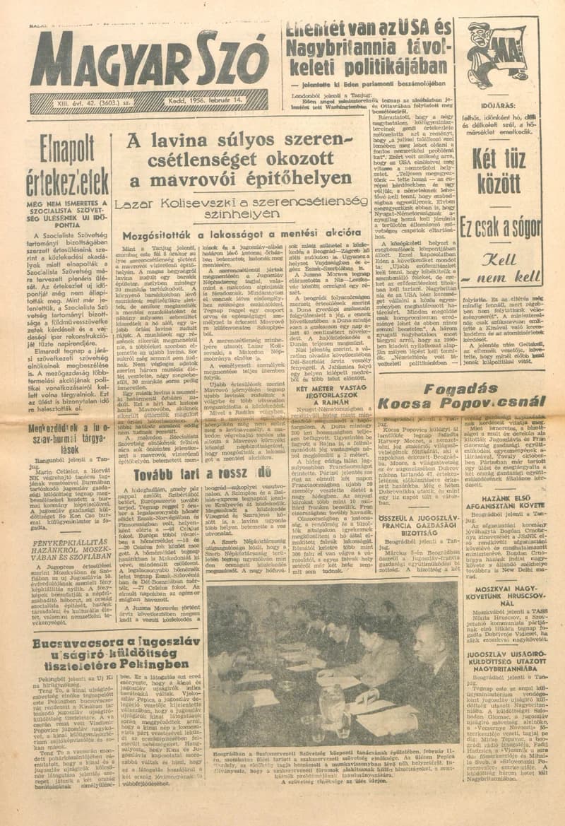 Magyar Szó, 13. évf. 1956. február 14. 42. sz. 1–8. oldal