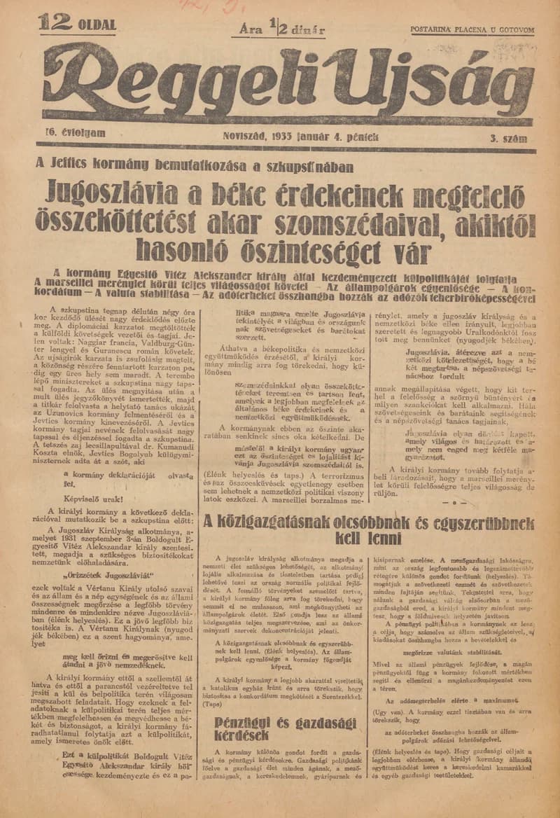 Reggeli Újság, 16. évf. 1935. január 4. 3. sz.