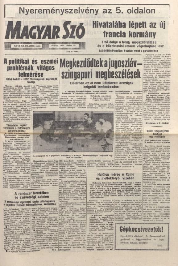 Magyar Szó, 26. évf. 1969. június 25. 172. sz.