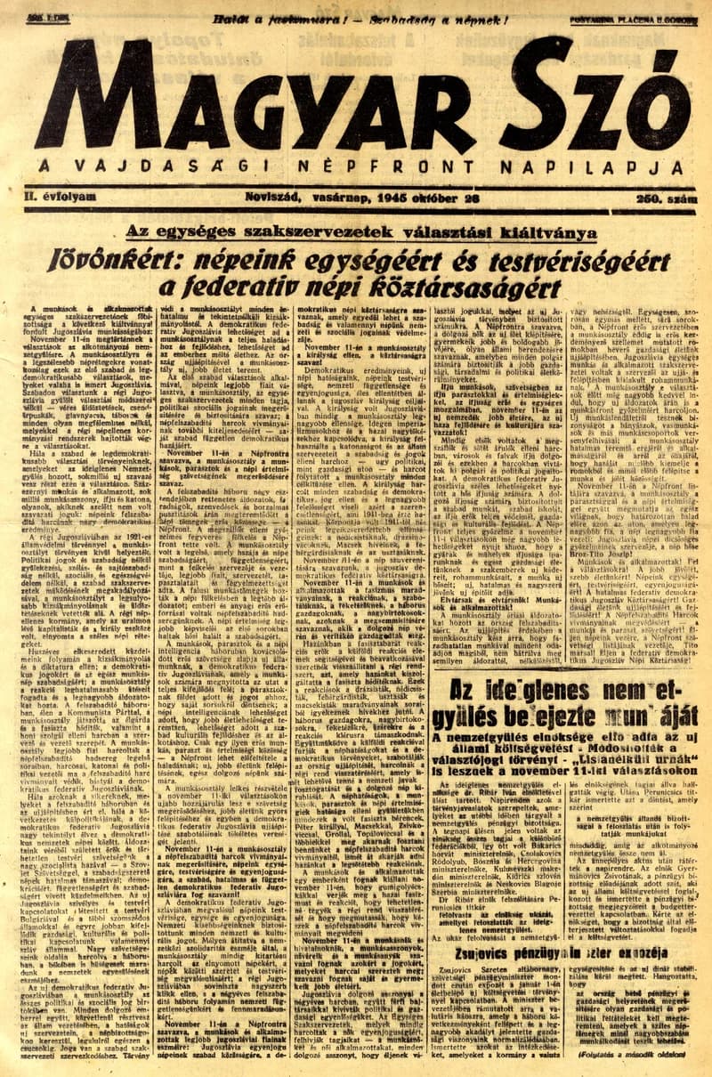Magyar Szó, 2. évf. 1945. október 28. 250. sz. 1–8. oldal