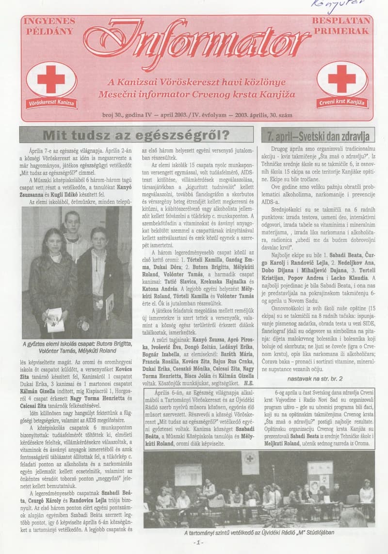 Informator, 4. évf. 2003. április 1. 30. sz.