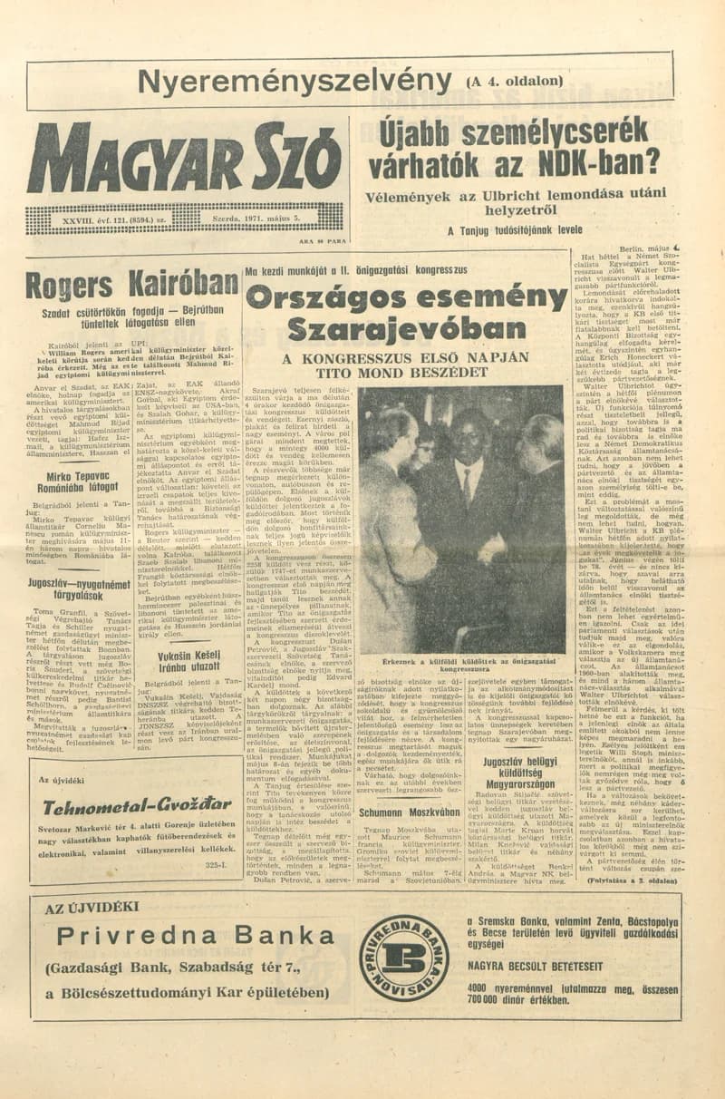 Magyar Szó, 28. évf. 1971. május 5. 121. sz. 1–14. oldal