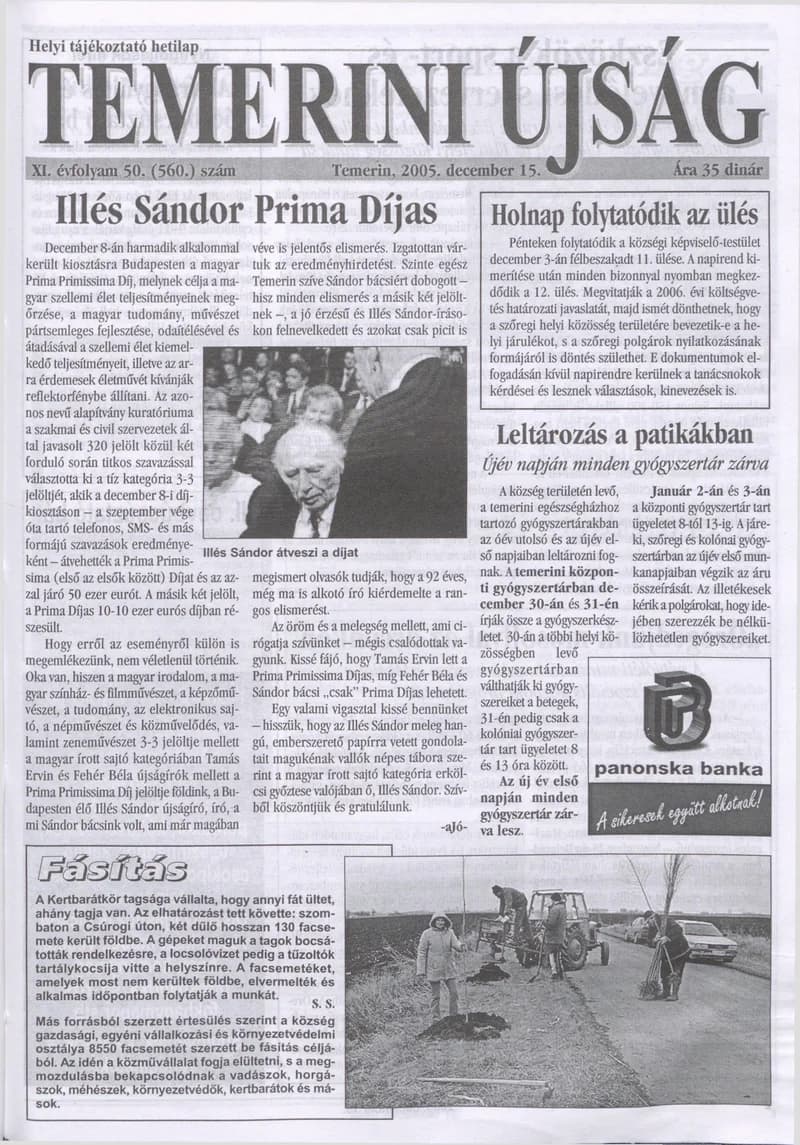 Temerini Újság, 11. évf. 2005. december 15. 50. sz.