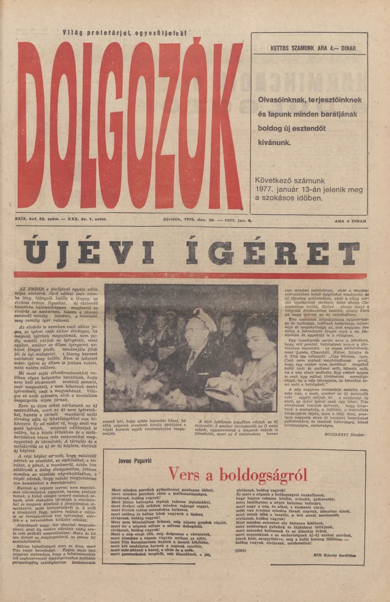 Dolgozók, 30. évf. 1976. december 30. – 1977. január 6. 52. sz.