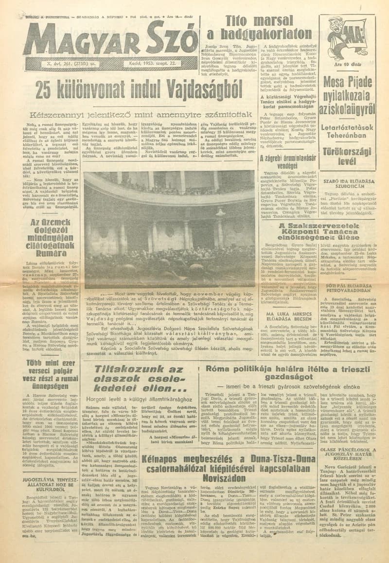 Magyar Szó, 10. évf. 1953. szeptember 22. 261. sz. 1–8. oldal