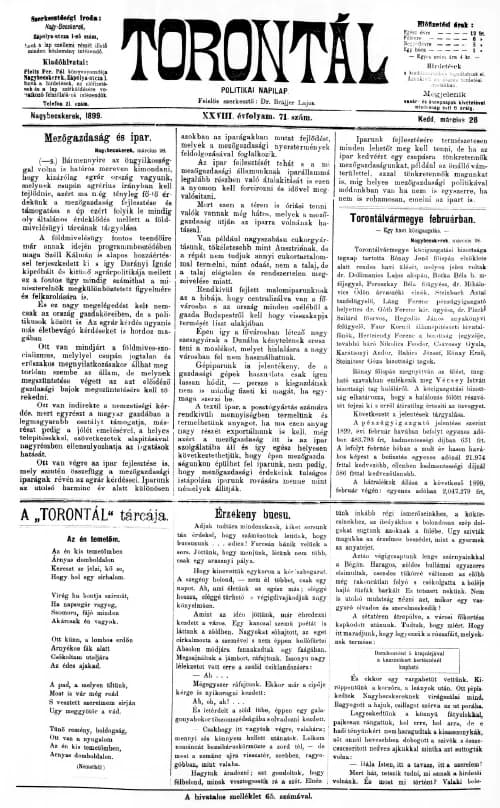 Torontál, 28. évf. 1899. március 28. 71. sz.