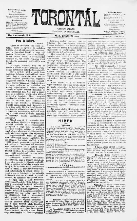 Torontál, 39. évf. 1910. február 5. 28. sz.