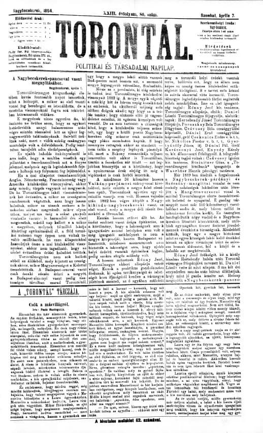 Torontál, 23. évf. 1894. április 7. 80. sz.