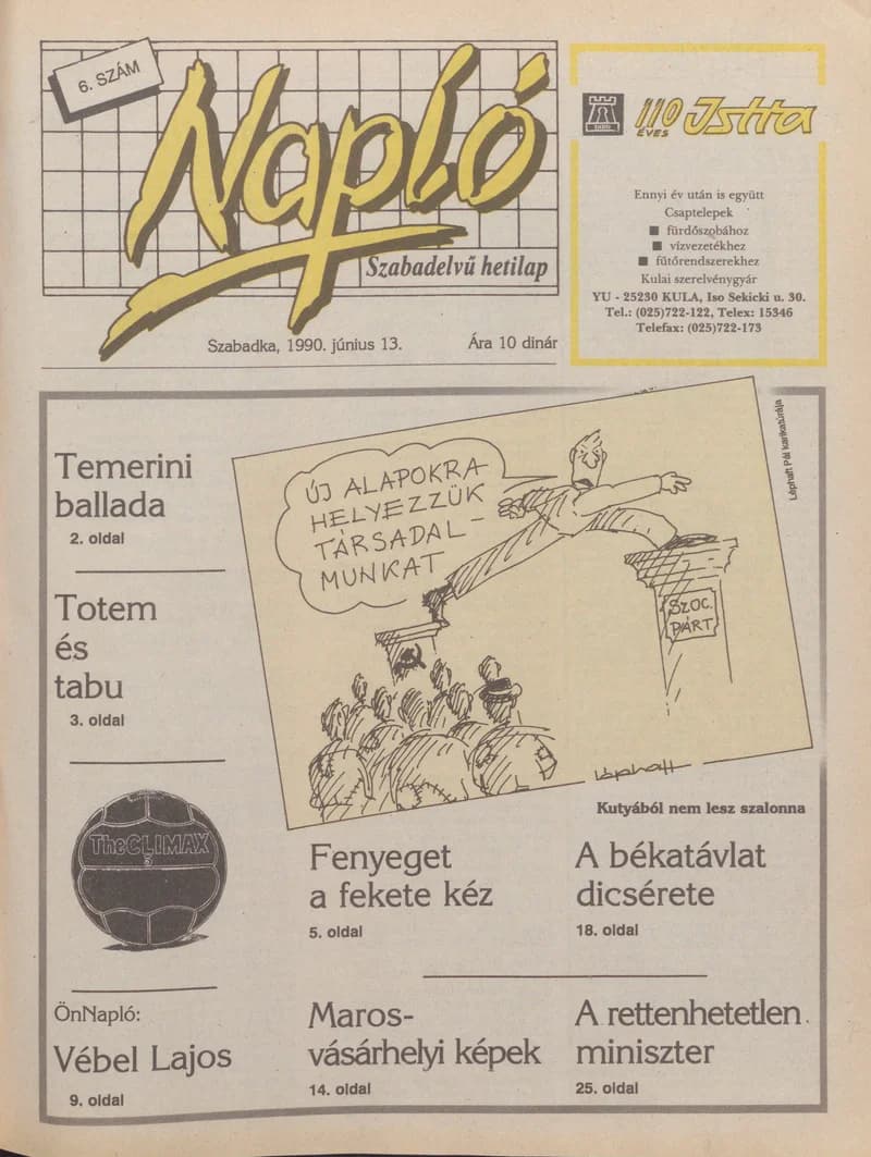 Napló - Szabadelvű hetilap, 1. évf. 1990. június 13. 6. sz.
