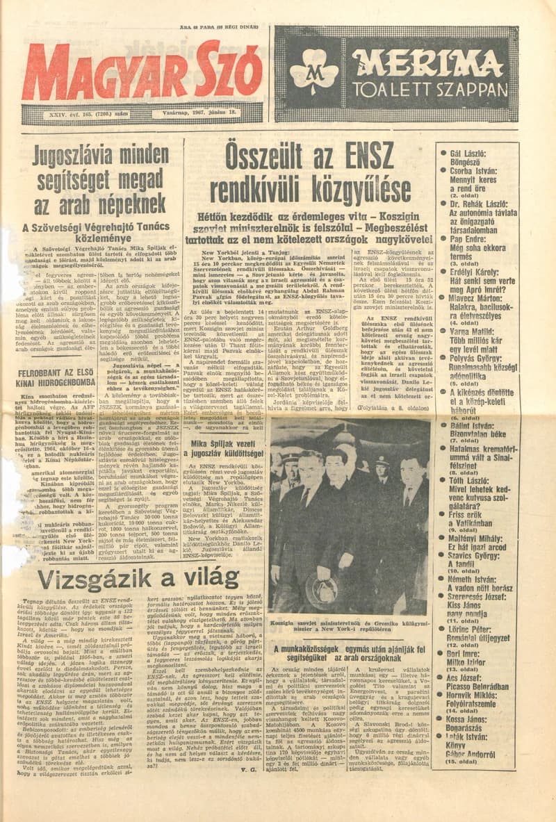 Magyar Szó, 24. évf. 1967. június 18. 165. sz. 1–24. oldal