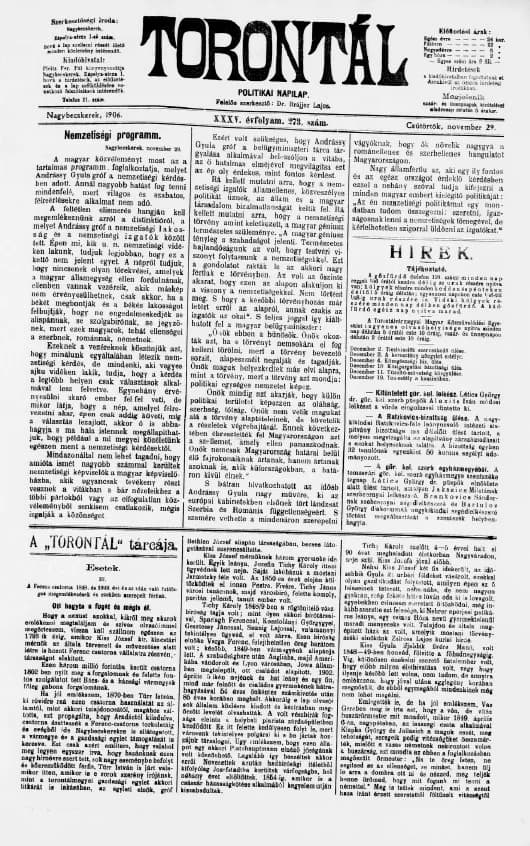 Torontál, 35. évf. 1906. november 29. 273. sz.