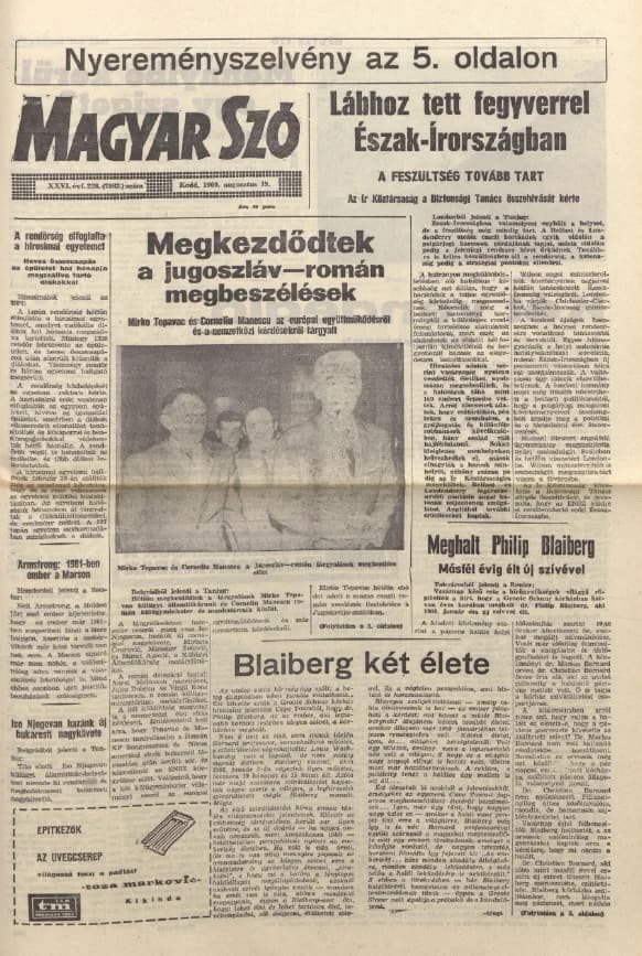 Magyar Szó, 26. évf. 1969. augusztus 19. 228. sz. 1–12. oldal