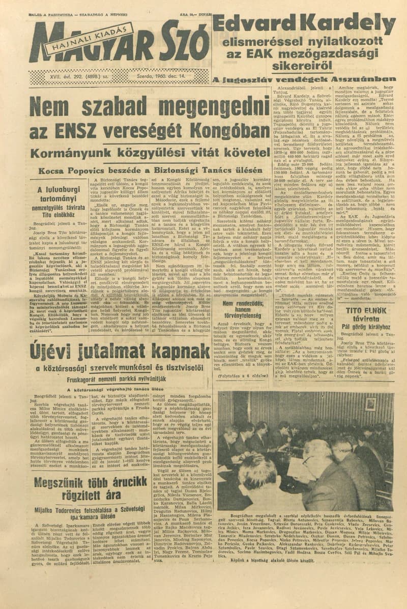 Magyar Szó, 17. évf. 1960. december 14. 292. sz. 1–22. oldal