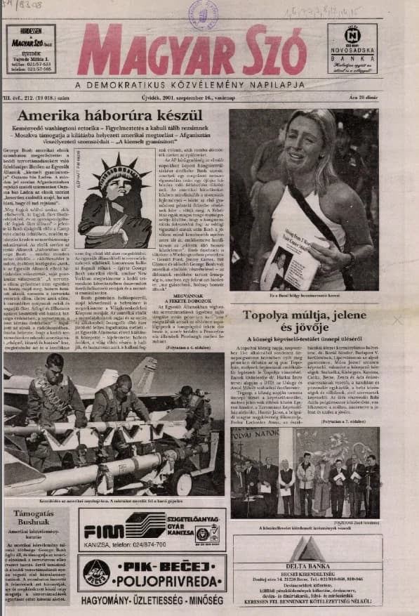 Magyar Szó, 58. évf. 2001. szeptember 16. 212. sz. 1–28. oldal