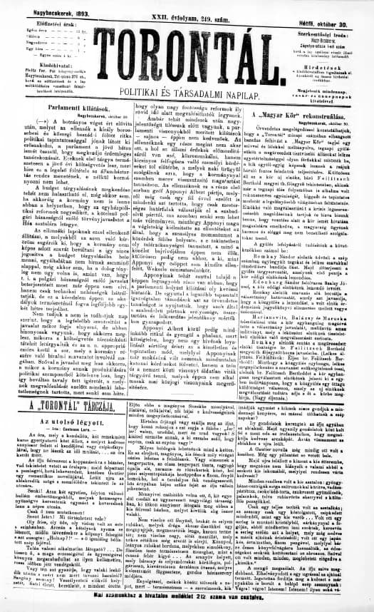 Torontál, 22. évf. 1893. október 30. 249. sz.