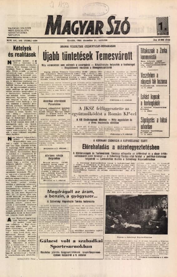 Magyar Szó, 46. évf. 1989. december 21. 348. sz. 1–16. oldal