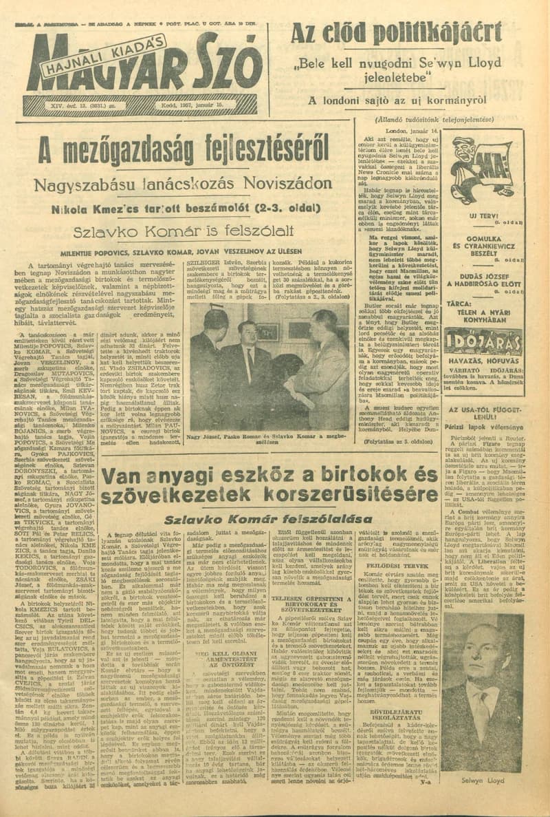 Magyar Szó, 14. évf. 1957. január 15. 13. sz. 1–14. oldal